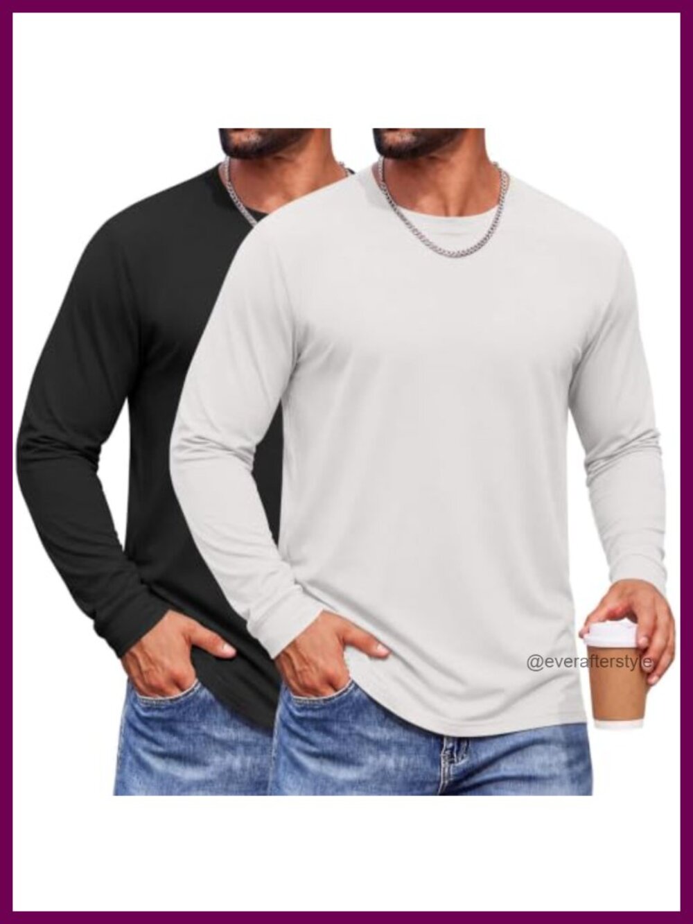 Men's Long Sleeve Crew Neck T-Shirt Regular Fit Casual Basic Tee